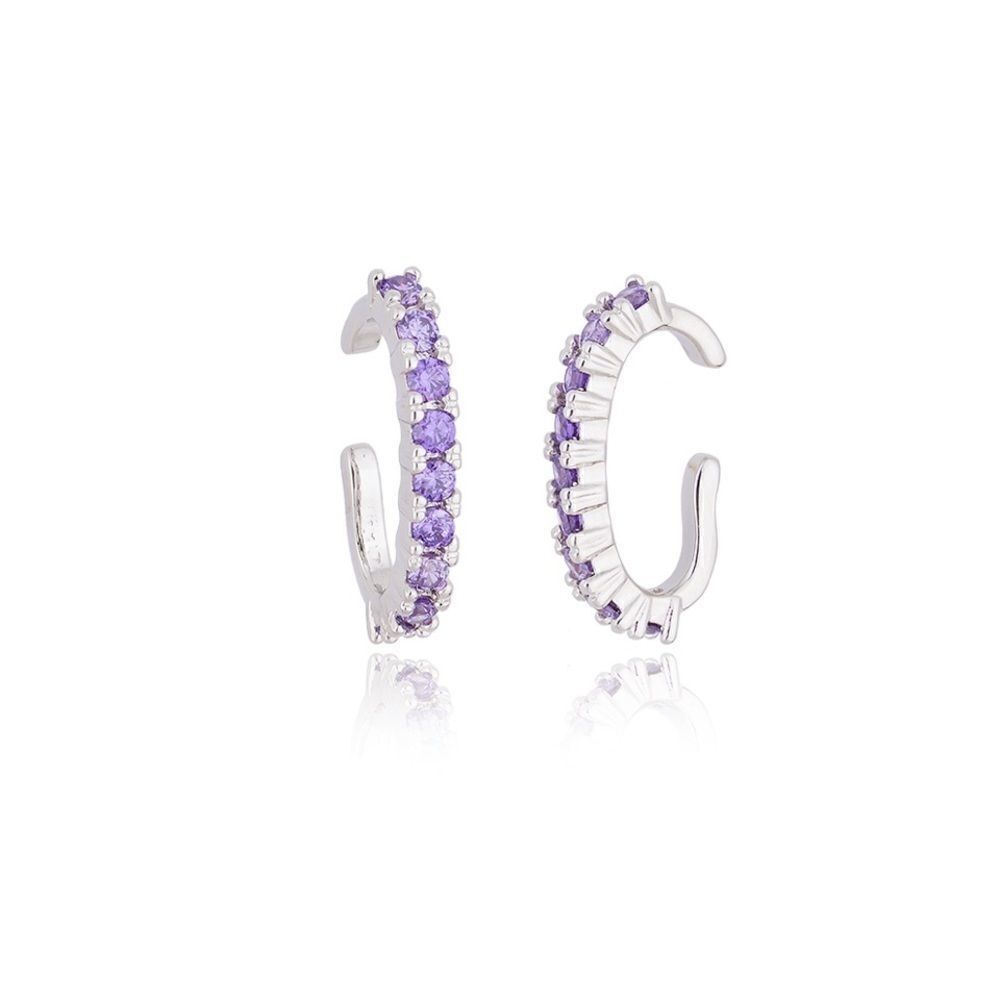 Piercing Swarovski authentic Crystals amethyst color white rhodium plated